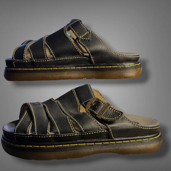 Men\'s 9 DR. MARTEN\'S AirWair 8565 Vintage Black Leather Sandals Very Rare EUC main image 7